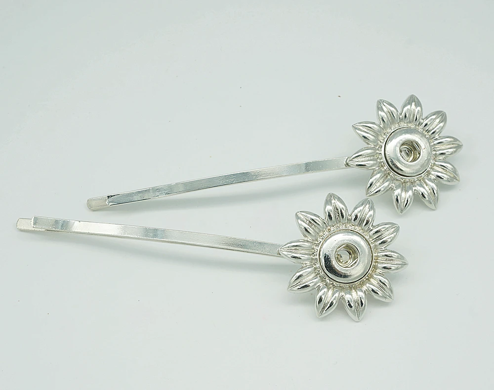 

Fashion PJ0014 New Sunflower Hairpin Snap metal Hairpin fit 12mm DIY snap buttons wholesale