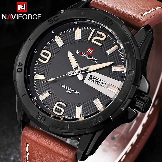 2016 New Brand Men Leather Strap Sports Watches Men's Quartz Clock Man Army Military Fashion Casual Waterproof Wrist Watch