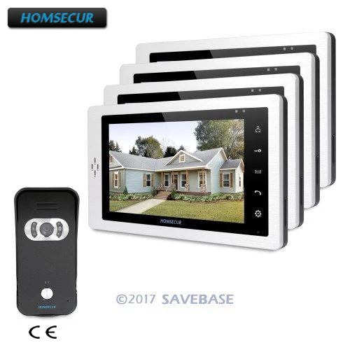 

HOMSECUR 7" Hands-free Video Door Entry Phone Call System 1V4 with Touch Button Monitor
