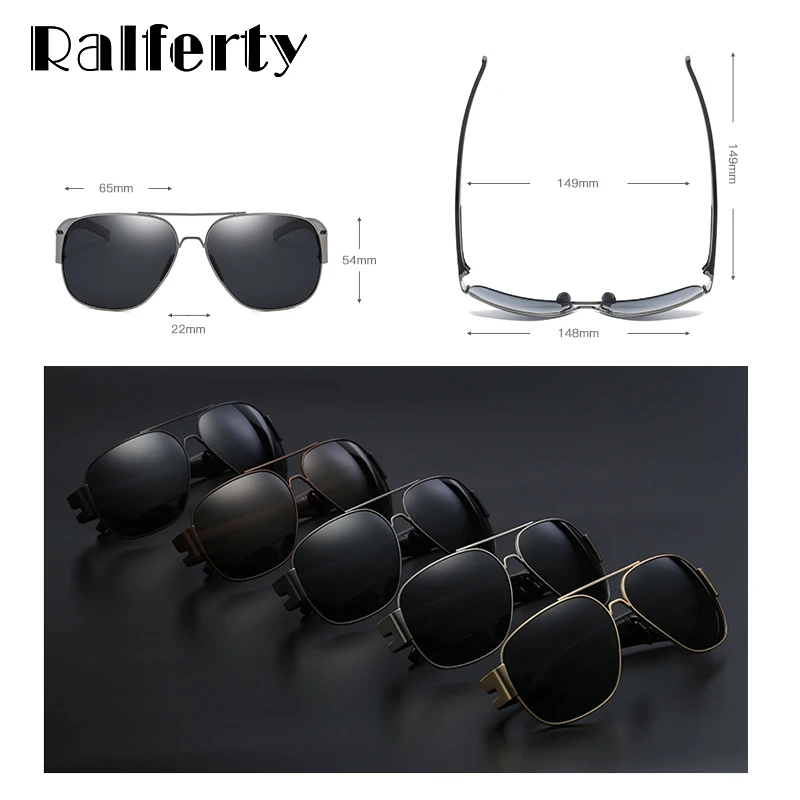 Ralferty Мужские поляризационные солнцезащитные очки с большой оправой UV400 покрытие