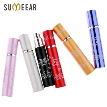 

8ml Mini Spray Bottle Travel Perfume Atomizer Refillable Perfume Bottle Flower printing Aluminium Pump Empty Cosmetic Containers