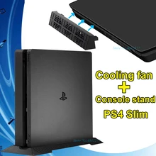 2 в 1 PS4 ТОНКАЯ вертикальная подставка+ Быстрый охлаждающий вентилятор кулер для sony Play Station 4 держатель для консоли PS 4 аксессуары для игр