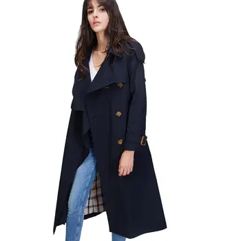 

2017 Hot Sale New Autumn Women Fashion Belt Vintage Washed Cotton Trench Coats Female Casual Long Loose Clothing Casaco De La