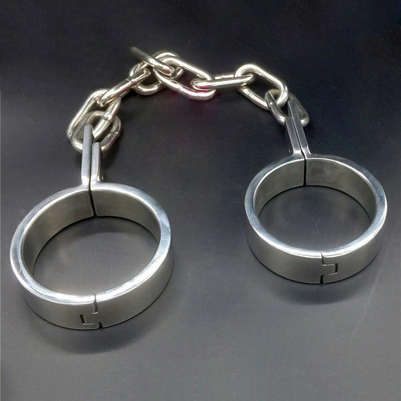Stainless steel ankle cuffs metal bondage restraints adult gams slave BDSM fetish sex toys for couples chain shackles leg irons Stainless steel ankle cuffs metal bondage restraints adult gams slave BDSM fetish sex toys for couples chain shackles leg irons