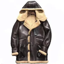 Denny& Dora мужские подлинные Дубленки пальто с капюшоном личности кожаная куртка, роскошный тепло