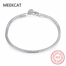 Мужской женский простой браслет Рок Посеребренная цепочка Браслеты Женские pulseira 3 мм змея цепь для рук наручные украшения bracciali