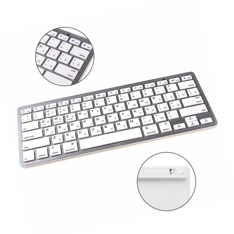 

P Russian Mini Wireless Bluetooth 3.0 Slim Keyboard For Mac Windows PC Tablet 2017 New