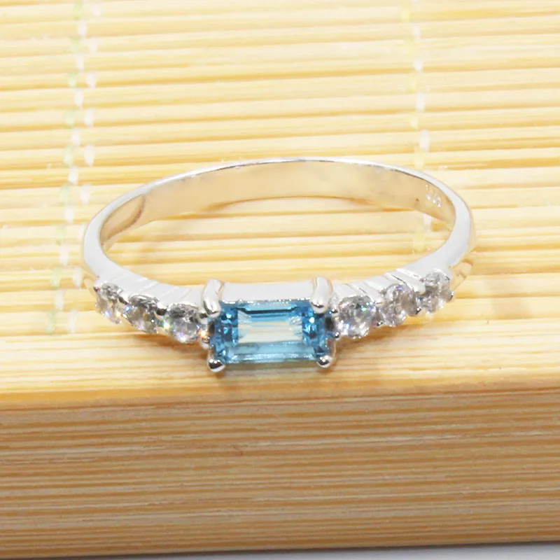 Модное серебряное кольцо с топазом для свадьбы 3 мм* 5 мм натуральный VVS топаз серебряные ювелирные изделия Твердые стерлингового серебра 925 Топаз Кольцо романтическое