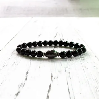 

Natural Black Onyx & Hematite Bracelet Best Gift For Men Or Boy Fashion Men's Jewelry Black Men's Yoga Mala Bracelet Wrist Mala