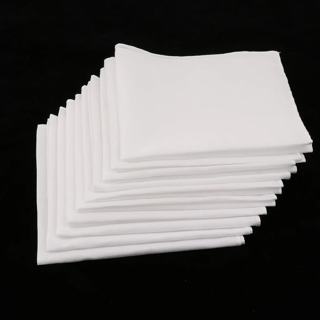 

10pcs Mens Women Cotton White Handkerchiefs For Men Pure Cotton Square Hanky for Embroidery Wholesale