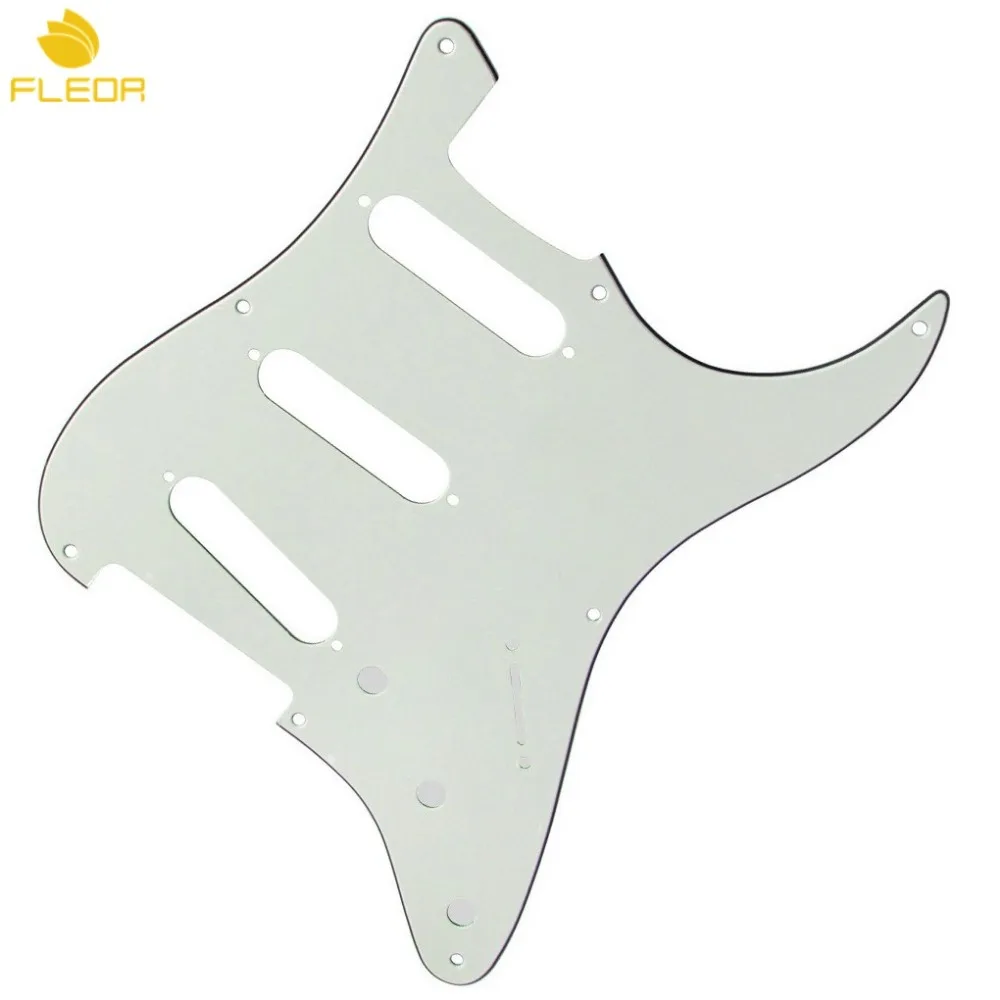 FLEOR Vintage 8 Hole SSS Guitar Pickguard Pick Guard Strat with Screws Parts Ivory 3Ply | Спорт и развлечения
