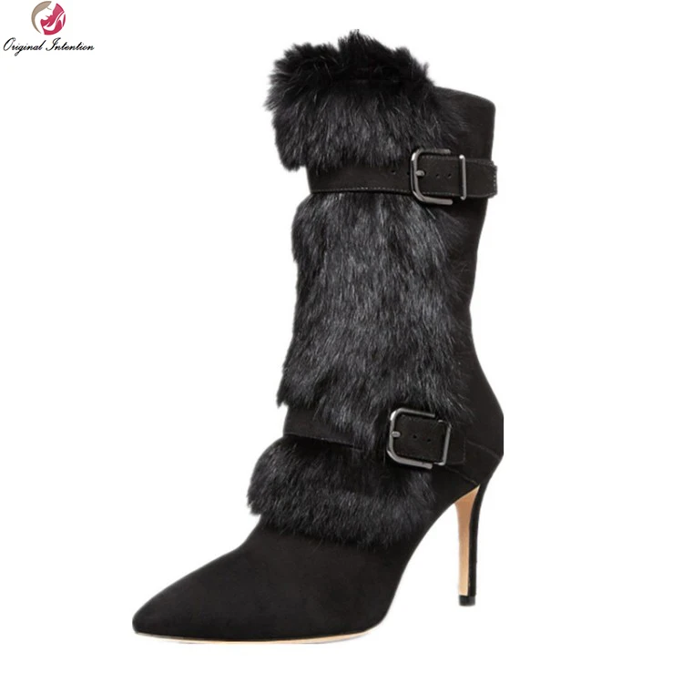 black heel calf boots