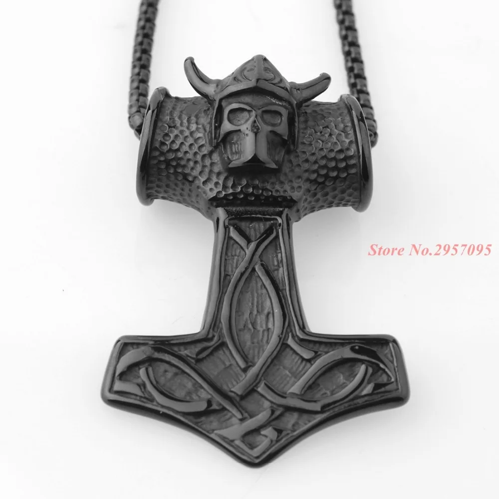 

Fashion Christmas gift for Men Popular Personality Big Large Thor Hammer Pendant 316L Stainless Steel Vintage Biker Necklace