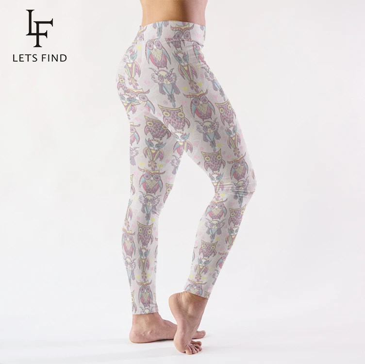 fleece lined leggings LETSFIND 2019 Hot Sales Women High Waist Elastic Leggings Animals Cartoon Owl Printing Plus Size Trousers Movement Leggings tiktok leggings amazon