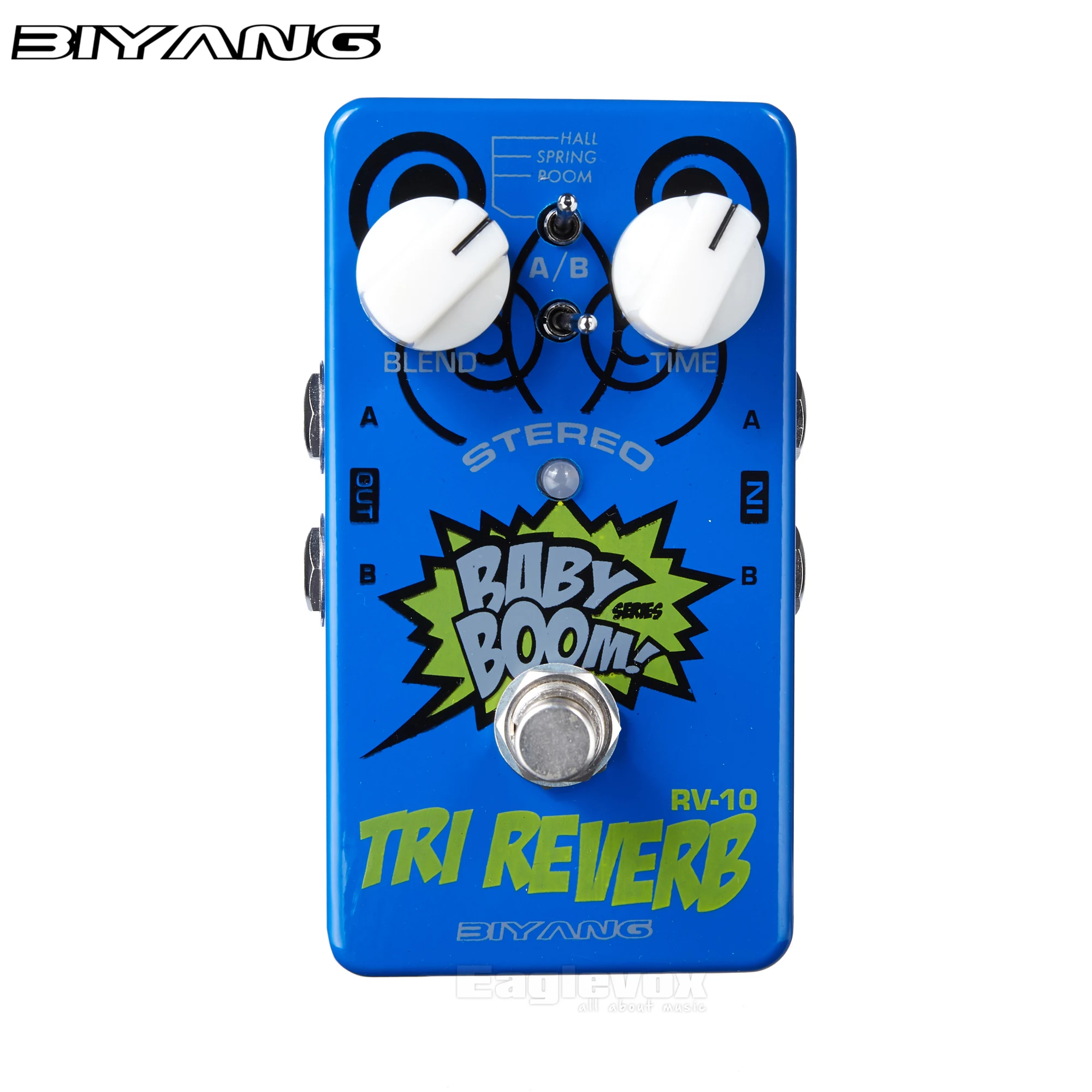 

Biyang Tri Reverb Guitar Effect Pedal Stereo Designed Reverb Effects for Electric Guitar with Super Smooth Tails Baby Boom RV-10