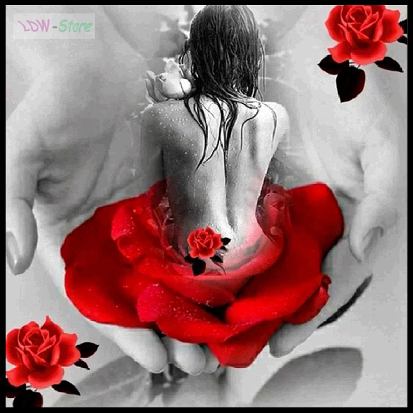 

5D DIY Full square Diamond Painting Mosaic Hand red rose girl Diamond Rhinestone Embroidery Cross Stitch decor home NEW1041