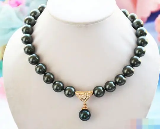 

song voge gem nanJ0384 black round SOUTH SEA SHELL PEARL NECKLACE PENDANT