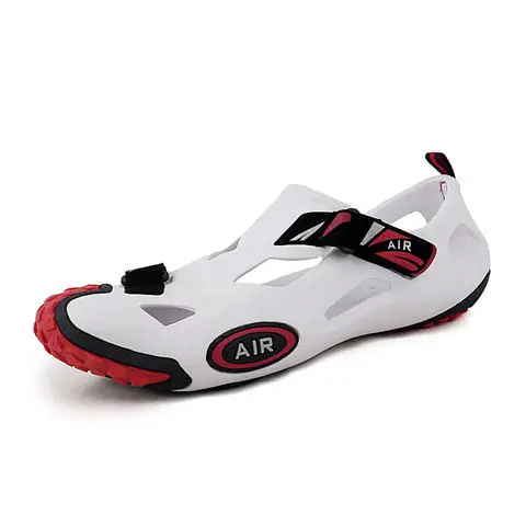 Дышащие Резиновые Нескользящие сабо для мальчиков, летние пляжные удобные туфли для мужчин, прогулочные спортивные уличные болотные туфли - Цвет: White Red