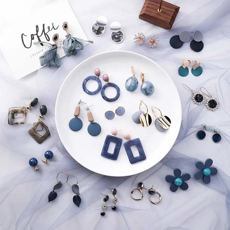 

32 Styles Korean Earrings Fashion Simple Leopard Print Acetic Acid Geometric Long Drop Earrings Circle Crystal Jewelry Brincos