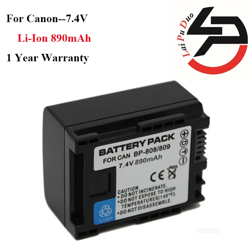 

890mah High Quality Replacement Camera Battery For Canon BP-808D FS10 FS200 FS100 FS11 FS21 FS22 FS30 FS300 FS31 FS40 FS400