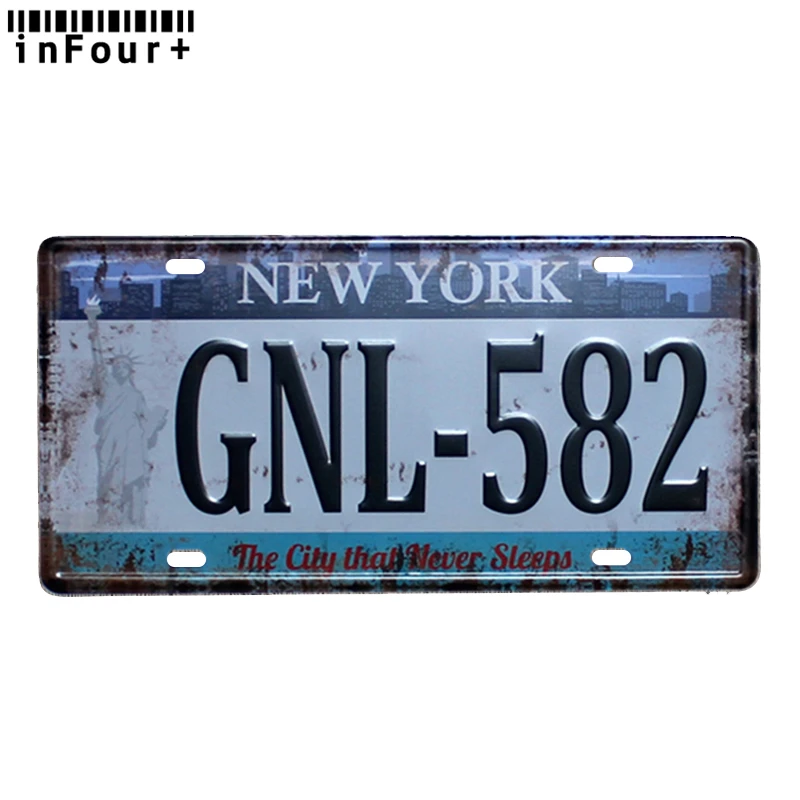 

New York GNL582 Metal Car License Plate Vintage Home Decor Metal Tin Sign Bar House Wall Decorative Metal Sign Cool Metal Plaque