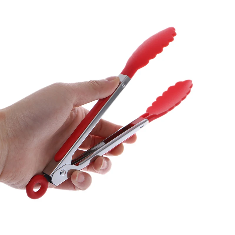 Stainless steel Silicone Kitchen Tongs BBQ Clip font b Salad b font Bread Cooking Food Serving
