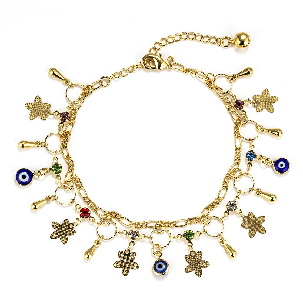 

Evil Eye Female Anklets Foot Chain Turkish Eyes For Women Sandals Beach Leg Chain Jewelry EY6132