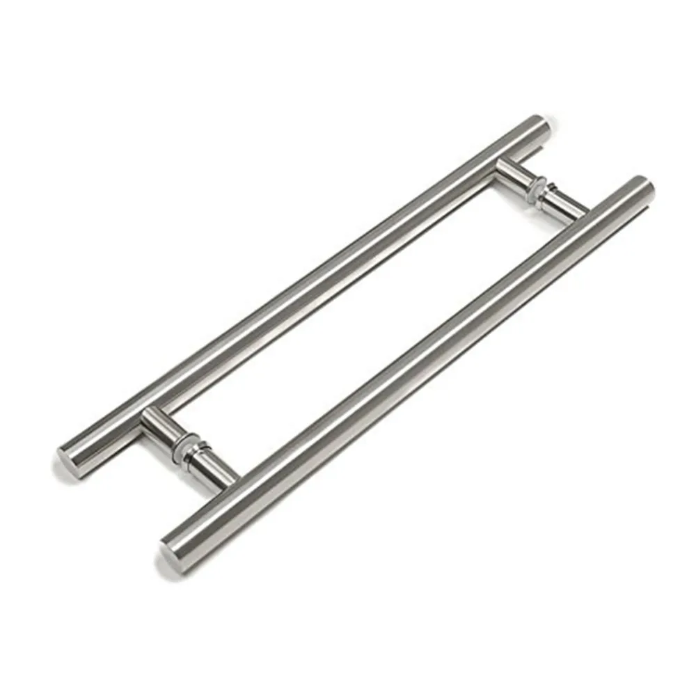 

24 Inches Modern Round Bar Ladder Brushed Stainless Steel Sliding Barn Door Handle for 8-12mm glass or 40-45mm wood door