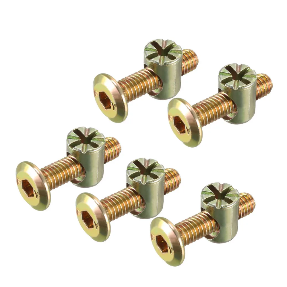 

UXCELL 5sets M6 Hex Socket Furniture Bolts Nuts Machine Screws with Barrel Nuts Phillips-Slotted Long 50mm 60mm 70mm 75mm 25mm