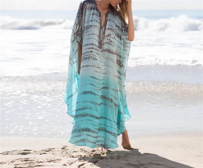 Chiffon Long Beach Cover up Women Dresses Bikini Beachwear #Q1041
