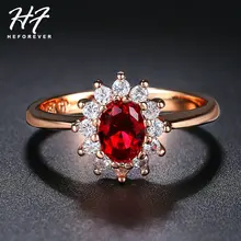 Классические свадебные кольца с красным кристаллом для женщин цвета розового золота AAA CZ обручальное кольцо с кристаллами модное ювелирное изделие R187 Рождественский подарок