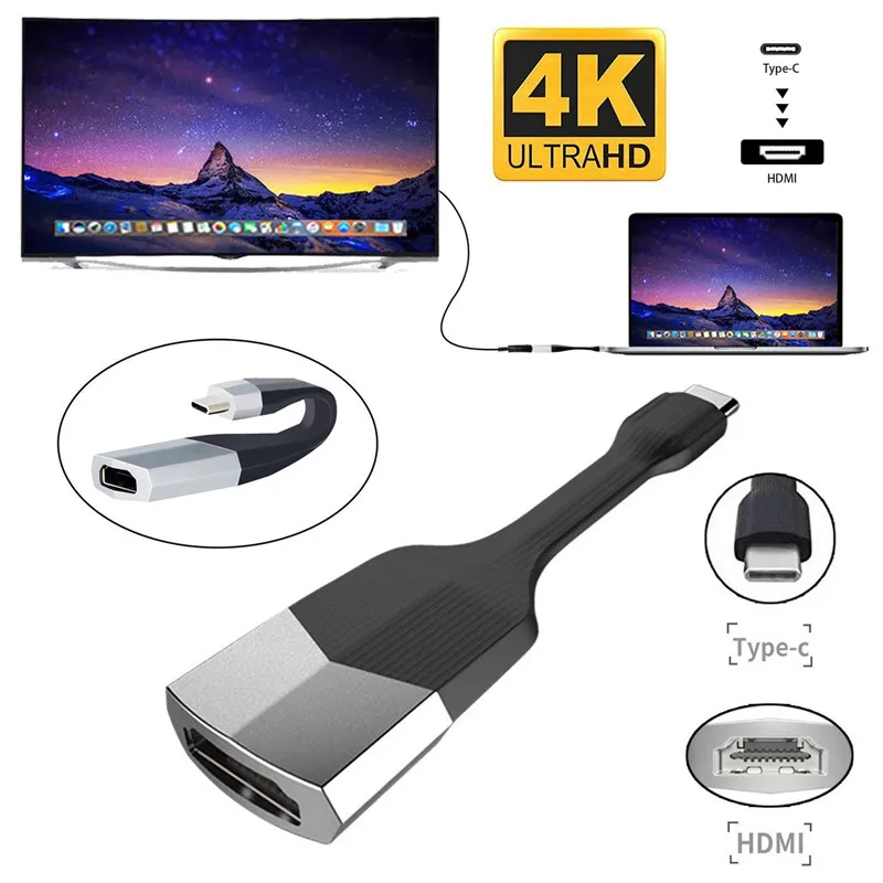 

SOONHUA USB C to HDMI Adapter 4K 30Hz Type C 3.1 Male to HDMI Female Cable Adapter Converter for PC MacBook Samsung Galaxy S8