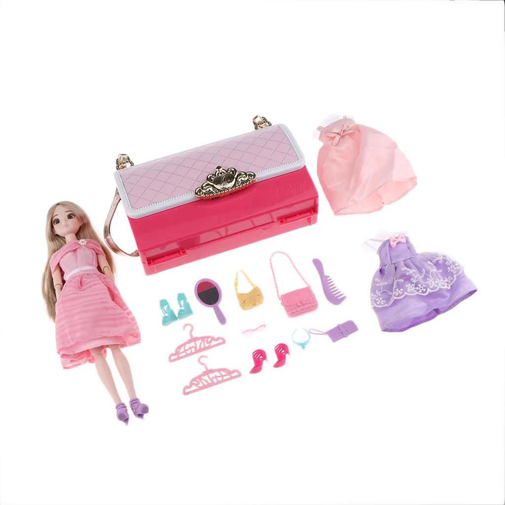 

1 Set Modern Girl Doll Playset Kids Pretend Play Handmade Doll Accs Toys