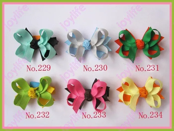 

free shiping 160pcs 2.5'' fashion lotus hair bow clips mix color boutique hair bows girl hair clips