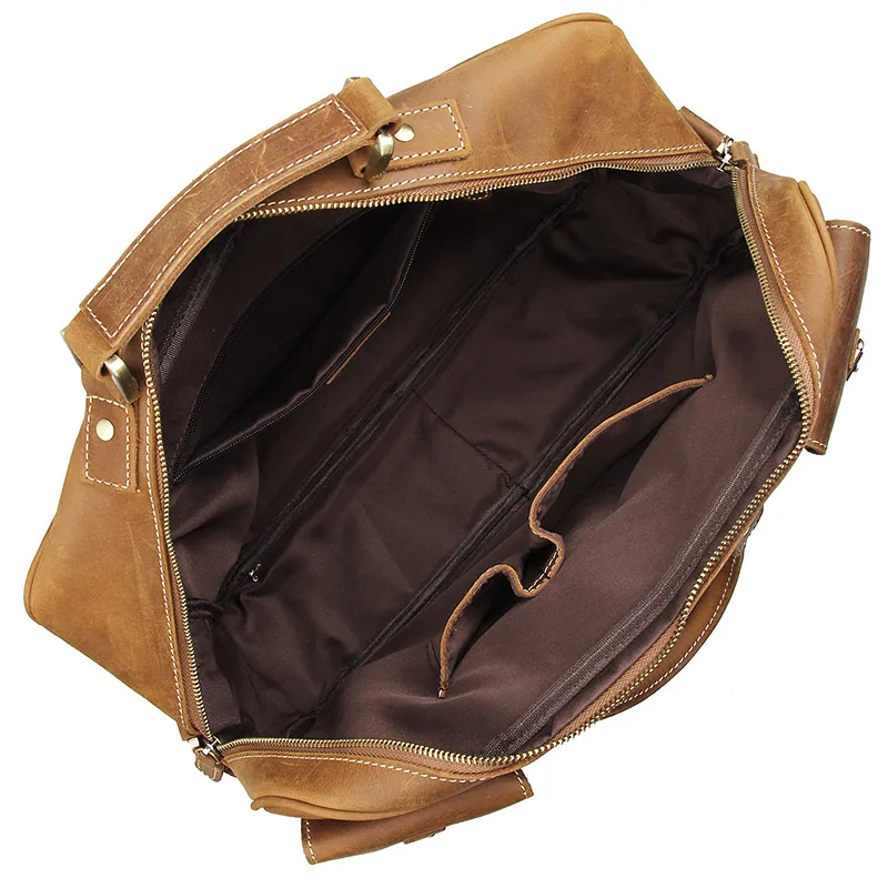 Nesitu большие винтажные коричневые толстые настоящие Crazy Horse кожаные мужские дорожные сумки мужской портфель сумки на плечо M7028