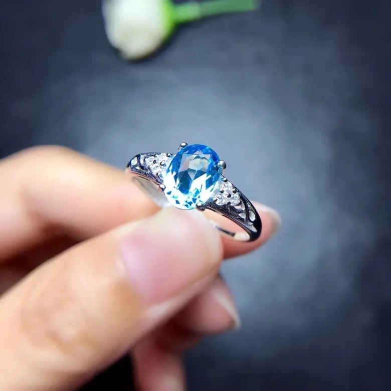

Uloveido Simple 925 Sterling Silver Natural Topaz Ring Fashion Gemstone Wedding Engagement Jewellery for Women 20% off FJ297