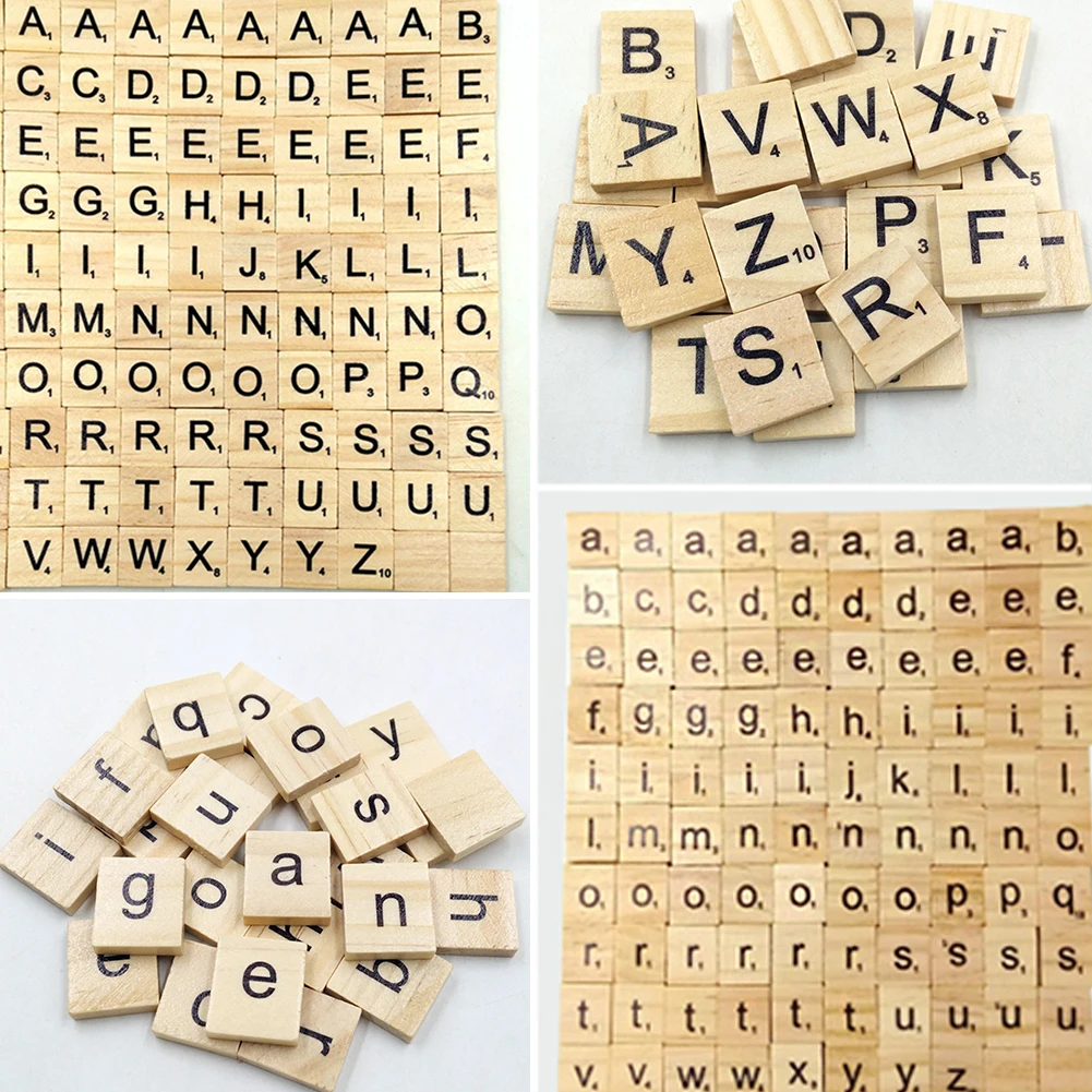 100 шт. Scrabble Алфавит плитка буквенный набор для скрапбукинга деревянный номер имя Tage слово полный ручной работы