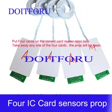 Номер побег игры четыре RFID Опора положить четыре IC карт один в один исправить заказы чтобы открыть замок Escape камере