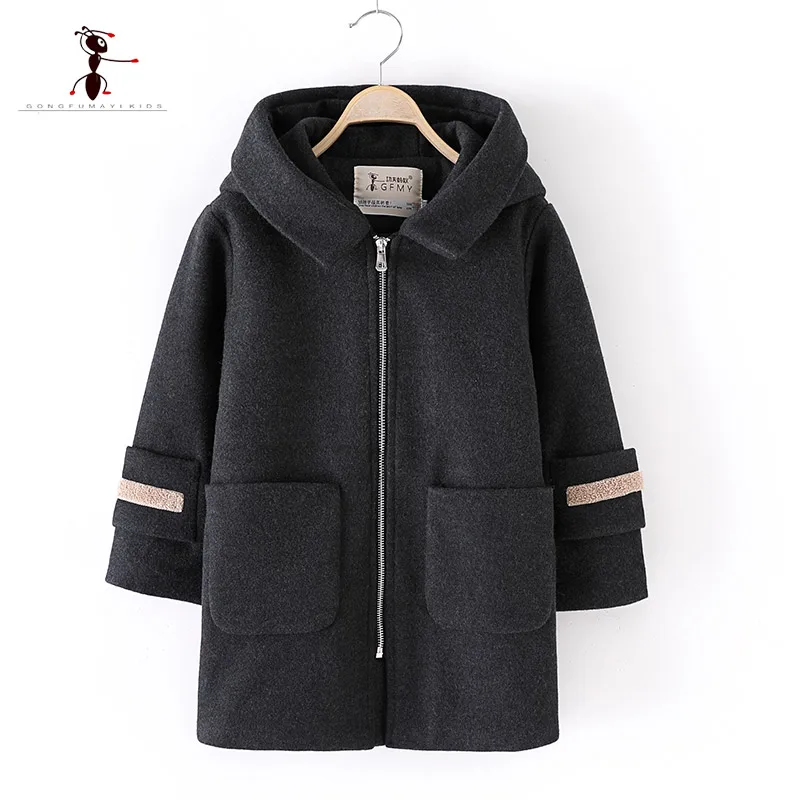2018 Kung Fu Ant Brand High Quality Winter Fashion Hooded Letter Children Woolen Coat ZipperBig pocket Kids Boy Woolen Coat 9013 2018 Kung Fu Ant Brand High Quality Winter Fashion Hooded Letter Children Woolen Coat ZipperBig pocket Kids Boy Woolen Coat 9013