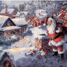 Рождественский подарок Санта Клаус печатная DIY Цифровая картина маслом по номерам ручная роспись маслом 40x50 см без рамки