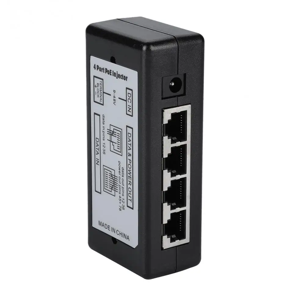 DC12V-48V 4 порта PoE адаптер питания PoE Ethernet блок питания инжектор DC12V-48V для ip-камеры