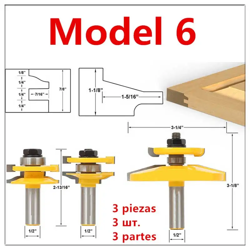 Cabinet Door Rail Stile Milling Cutter Carbid Woodworking Router Bit Wood Tool Floor Puzzle Knives Panel Raiser Glue Joint