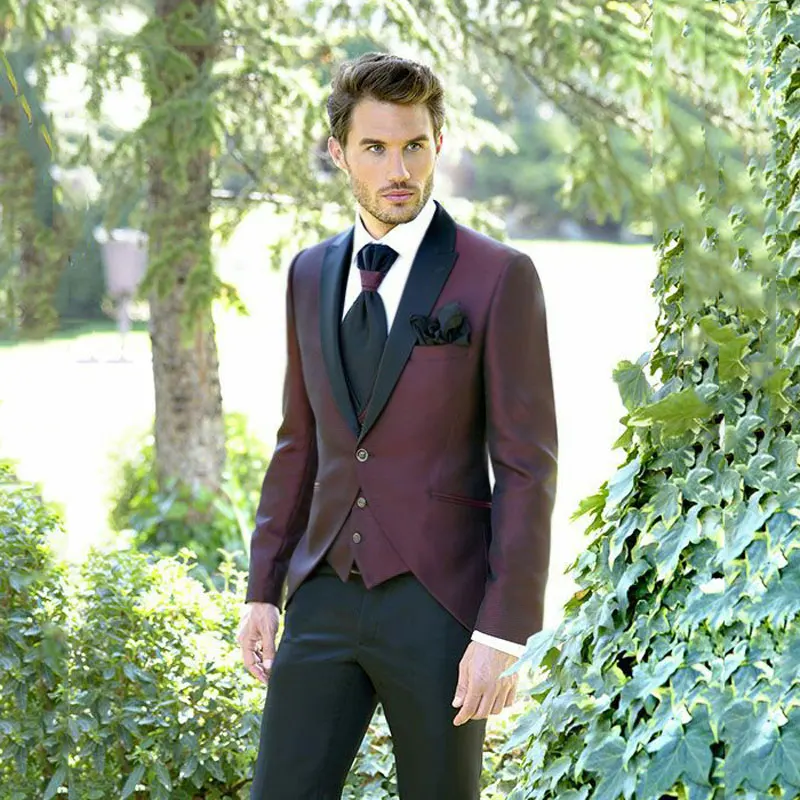 

Custom Made Handsome Men Suits For Wedding Slim Fit Groom Tuxedos Formal Wears Shawl Lapel Groomsman Suits (Jacket+Pants+Vest)