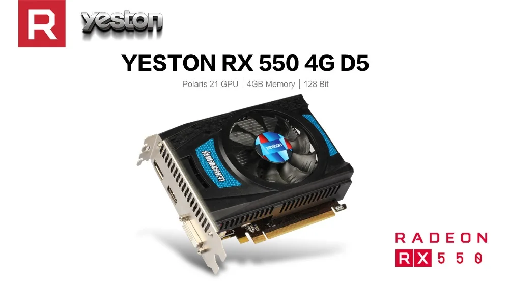 Yeston Radeon RX550 4 ГБ GDDR5 PCI Express 3,0 DirectX12 видеоигровая видеокарта внешняя видеокарта для настольного компьютера