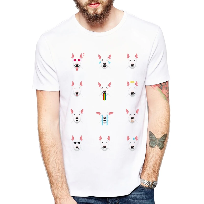 

Novelty design Man cute pug clothes t-shirt animal Short Sleeve Bull Terrier Emoji men t-shirt High Quality Printing Men T Shirt