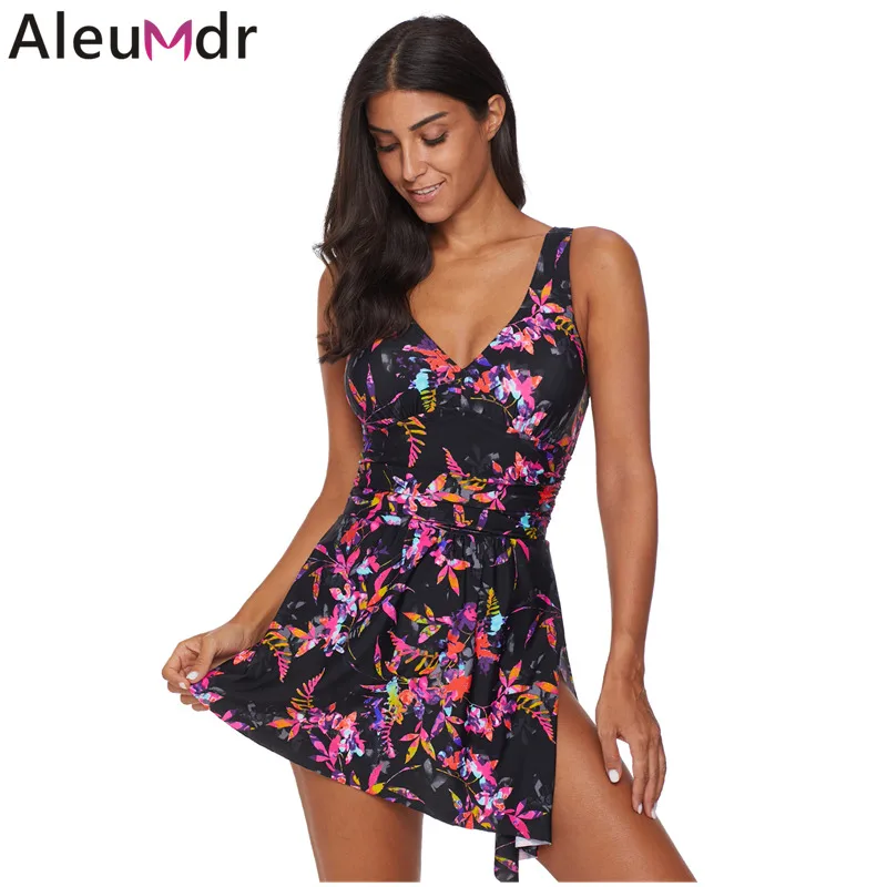 Aleumdr Swimming Dress Vintage Tank Push Up Padded One Piece Swimsuit ...