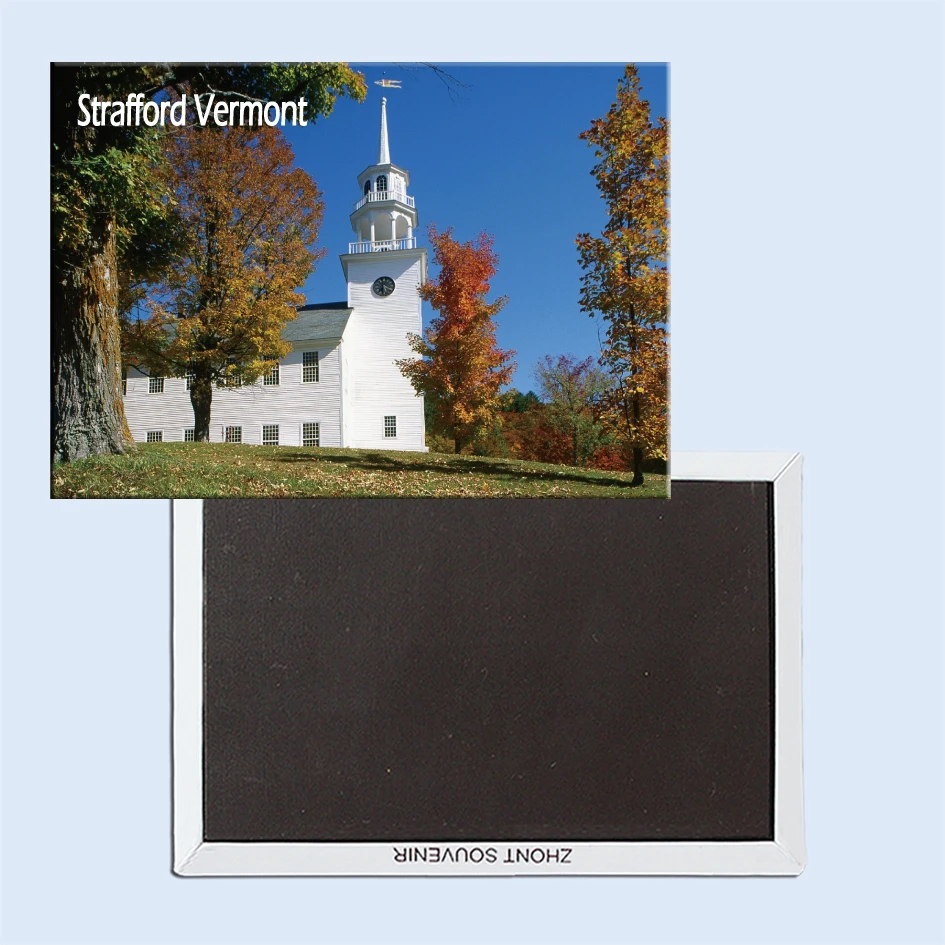 

Town Hall, Strafford, Vermont, Magnetic Refrigerator Affixed With Tourist Souvenirs 24884