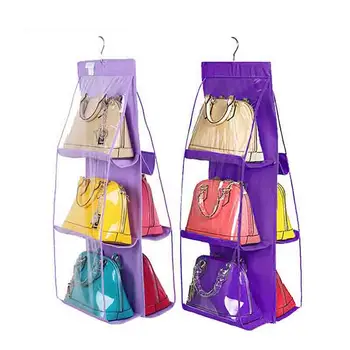 

Non Woven Hanging Bag Collapsible 6 Pockets Dustproof Handbag Storage Holder Wardrobe Closet Organizer