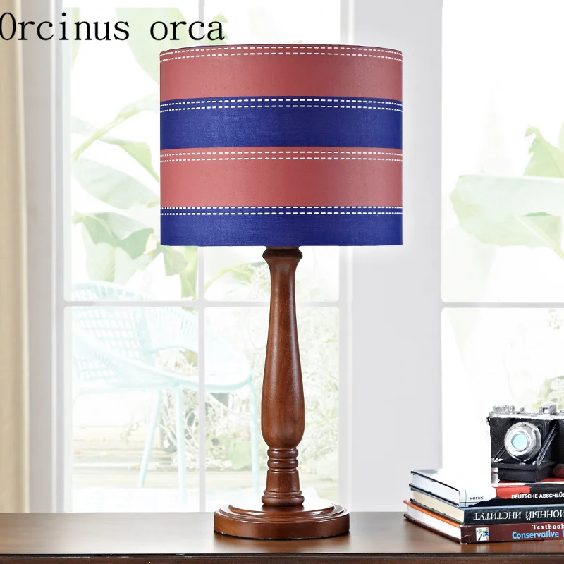

British fashion LED personality wood desk lamp boy bedroom children's room lamp European retro creative decorative table lamp