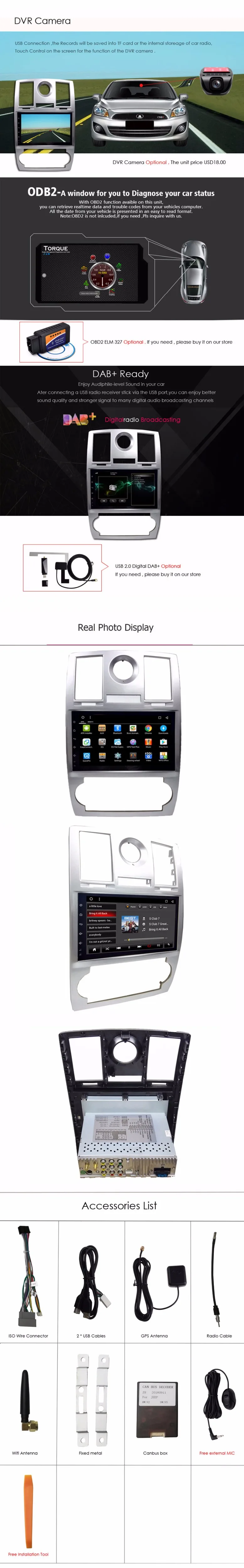 Sale 9" Android 8.1 RAM 2G ROM 32G Car DVD for Chrysler 300C 2004 2011 Car Radio Multimedia Player GPS Navigation system head unit 7